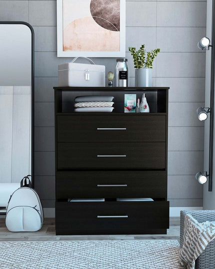 31" Black Four Drawer Vertical Dresser