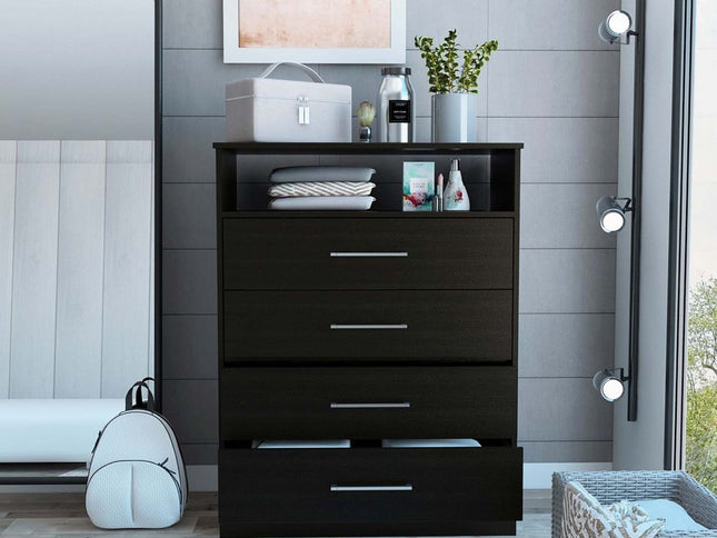 31" Black Four Drawer Vertical Dresser