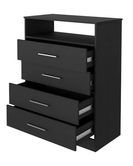 31" Black Four Drawer Vertical Dresser