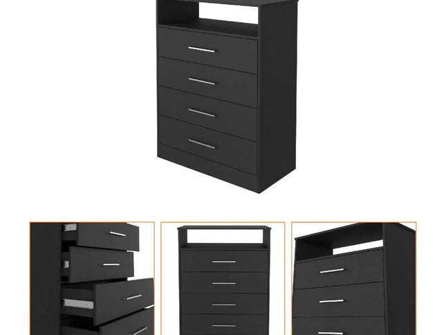 31" Black Four Drawer Vertical Dresser
