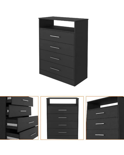 31" Black Four Drawer Vertical Dresser