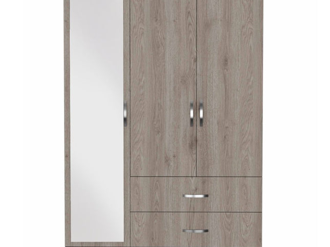 71" Brown and Black Mirrored Two Drawer Combo Dresser