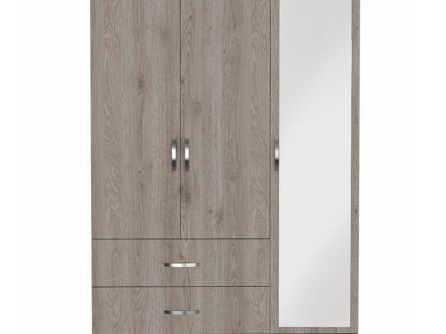 71" Brown and Black Mirrored Two Drawer Combo Dresser