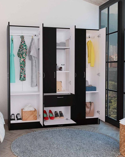 71" Black and White Single Drawer Combo Dresser