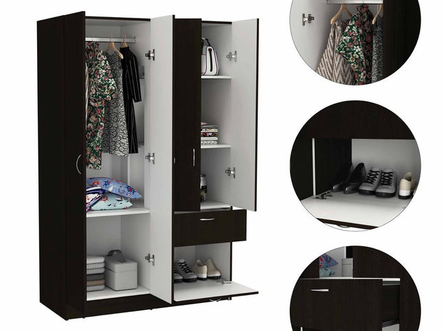 71" Black and White Single Drawer Combo Dresser