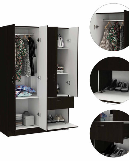 71" Black and White Single Drawer Combo Dresser