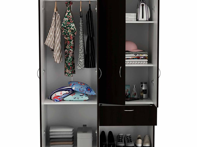 71" Black and White Single Drawer Combo Dresser