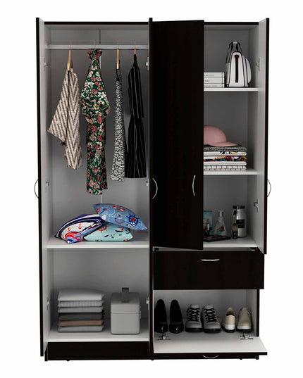 71" Black and White Single Drawer Combo Dresser