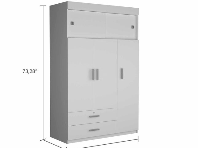73" White Two Drawer Combo Dresser