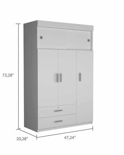 73" White Two Drawer Combo Dresser