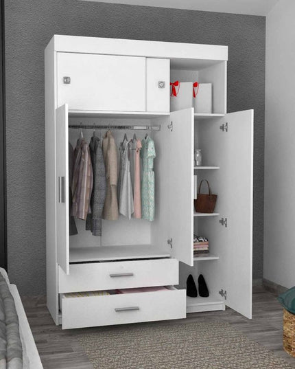 73" White Two Drawer Combo Dresser