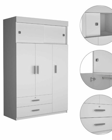 73" White Two Drawer Combo Dresser