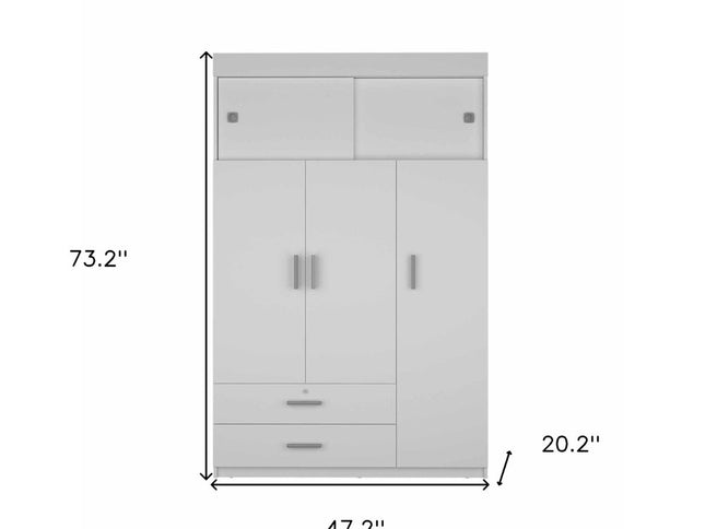 73" White Two Drawer Combo Dresser