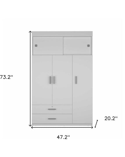 73" White Two Drawer Combo Dresser