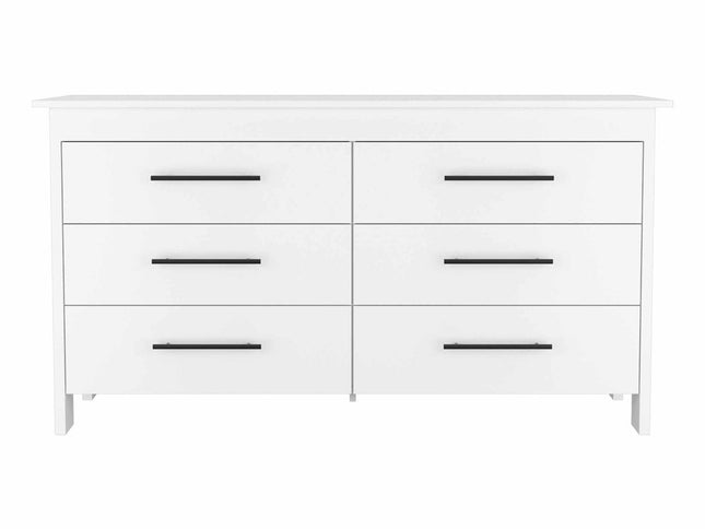 59" White Six Drawer Double Dresser