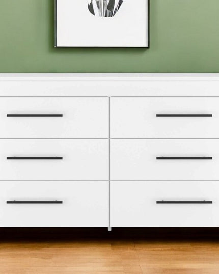 59" White Six Drawer Double Dresser