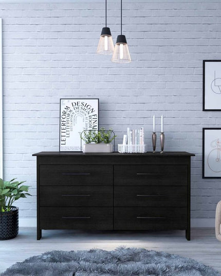 59" White Six Drawer Double Dresser