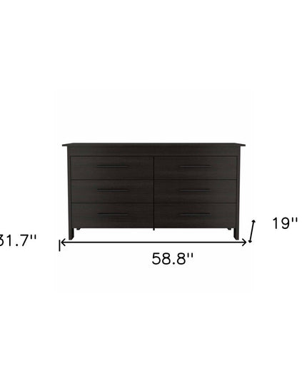 59" White Six Drawer Double Dresser