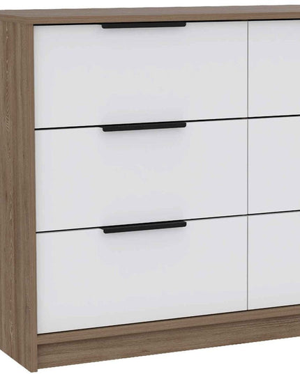 42" Brown and White Four Drawer Dresser