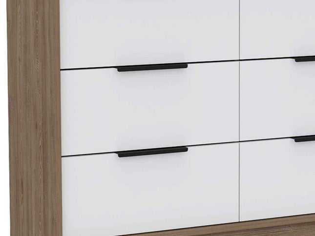 42" Brown and White Four Drawer Dresser