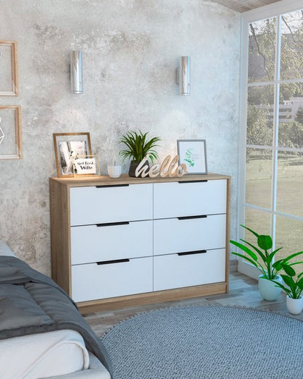 42" Brown and White Four Drawer Dresser