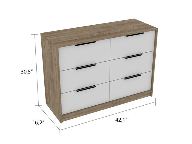 42" Brown and White Four Drawer Dresser