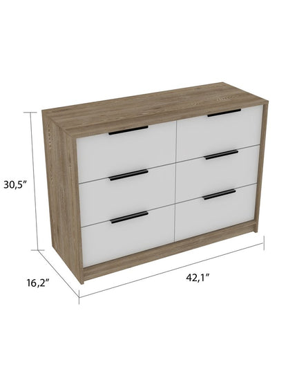 42" Brown and White Four Drawer Dresser