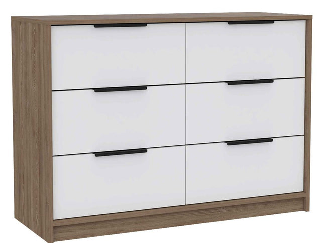 42" Brown and White Four Drawer Dresser