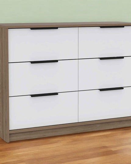 42" Brown and White Four Drawer Dresser
