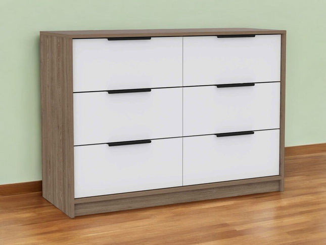 42" Brown and White Four Drawer Dresser