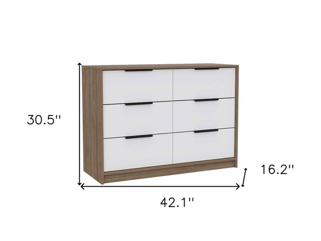 42" Brown and White Four Drawer Dresser