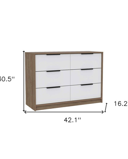 42" Brown and White Four Drawer Dresser