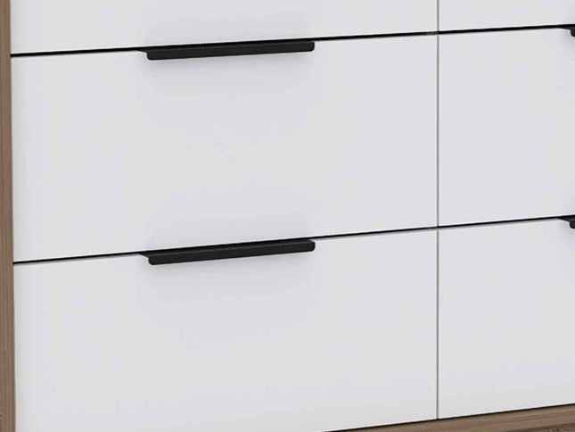 42" Brown and White Four Drawer Dresser