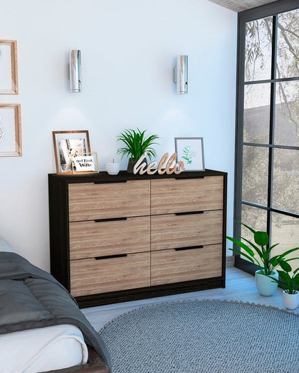 42" Brown and White Four Drawer Dresser