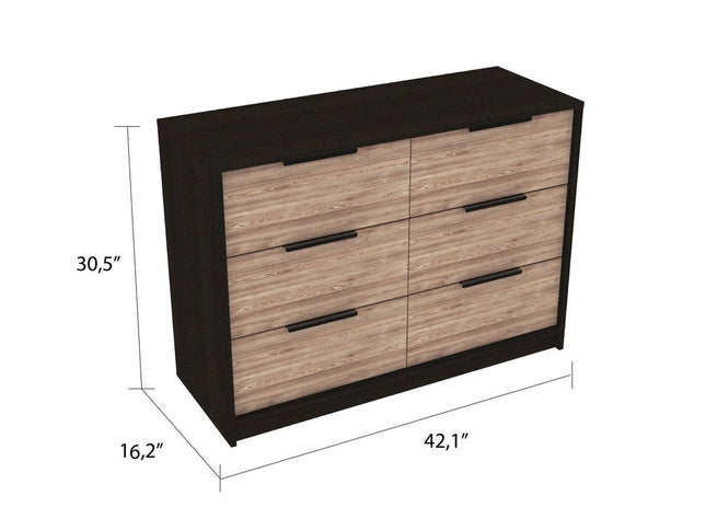 42" Brown and White Four Drawer Dresser