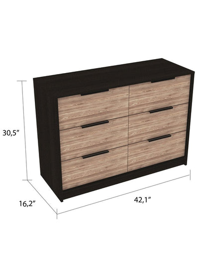 42" Brown and White Four Drawer Dresser