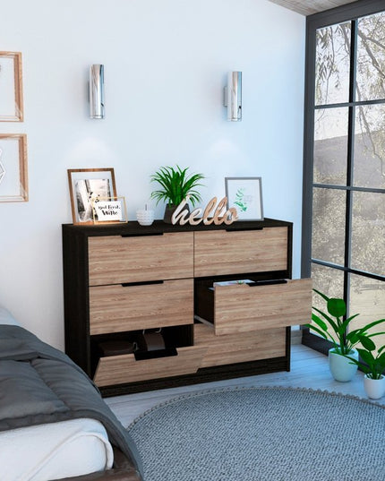 42" Brown and White Four Drawer Dresser