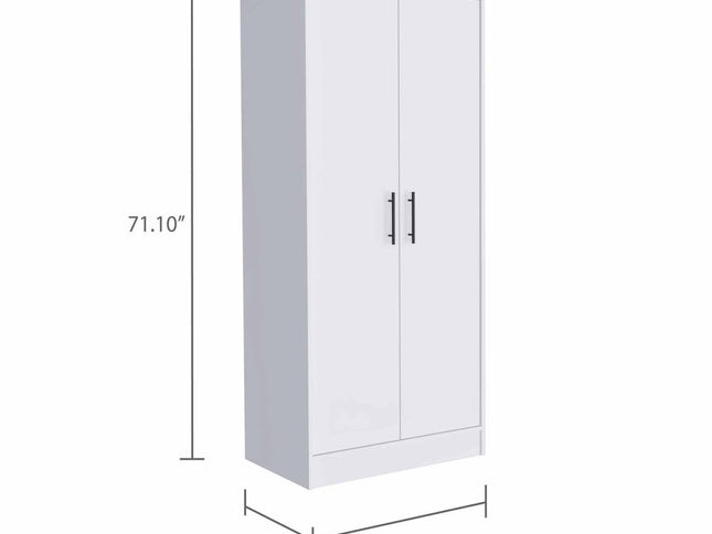 71" White Wood Two Door Single Drawer Combo Dresser