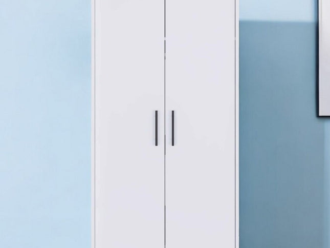 71" White Wood Two Door Single Drawer Combo Dresser