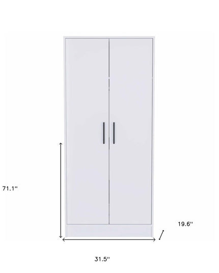 71" White Wood Two Door Single Drawer Combo Dresser