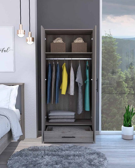 71" White Wood Two Door Single Drawer Combo Dresser