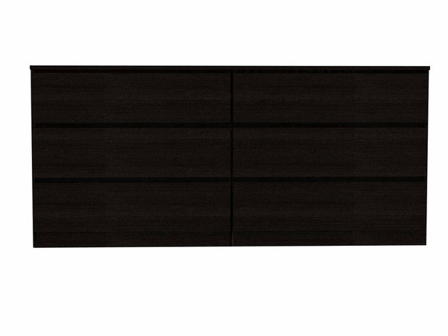 60" Black Six Drawer Double Dresser
