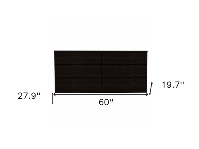 60" Black Six Drawer Double Dresser