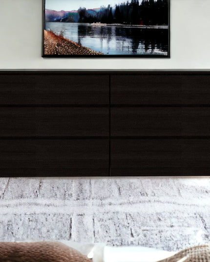 60" Black Six Drawer Double Dresser