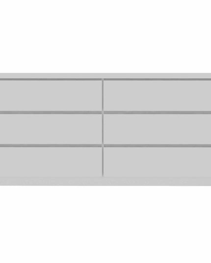 60" White Six Drawer Double Dresser