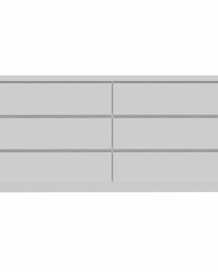 60" White Six Drawer Double Dresser