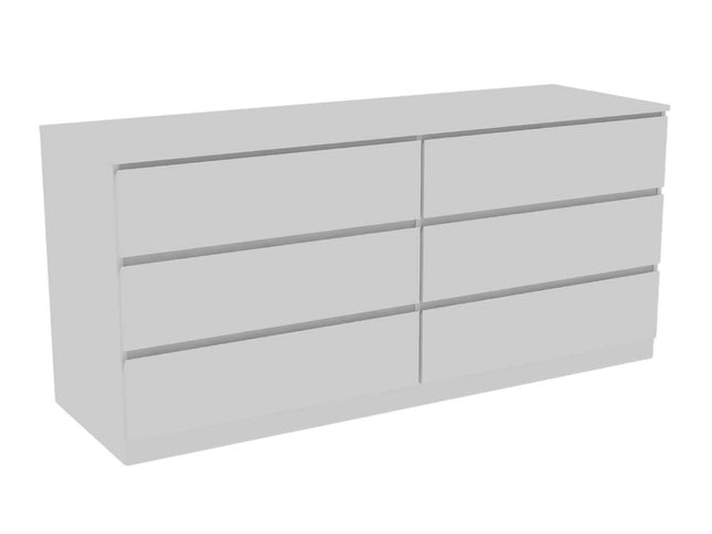 60" White Six Drawer Double Dresser