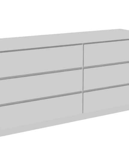 60" White Six Drawer Double Dresser