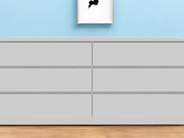 60" White Six Drawer Double Dresser