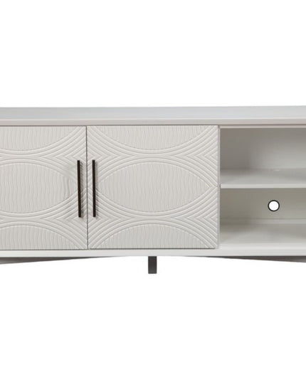 64" White Pine Solid Wood Open Shelving TV Stand